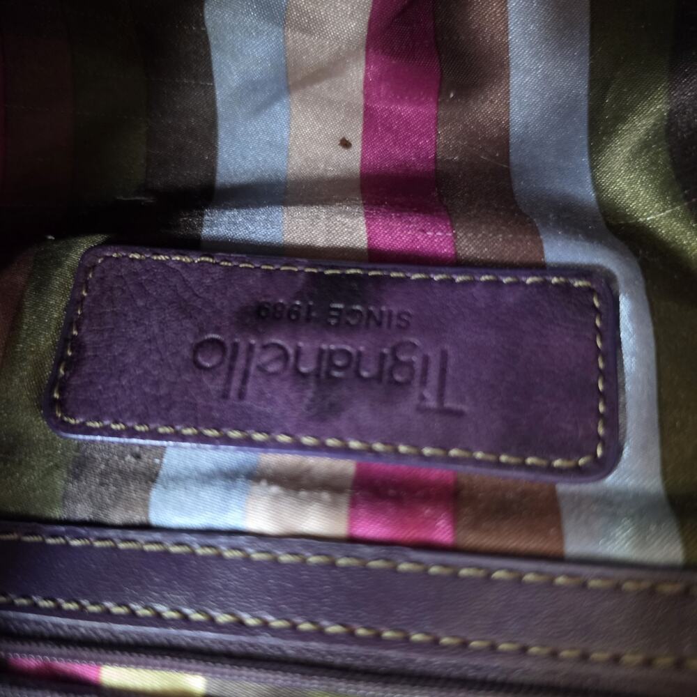 Tignanello Purse Soft Leather Hobo Shoulder Handbag Purple READ - Picture 9 of 14
